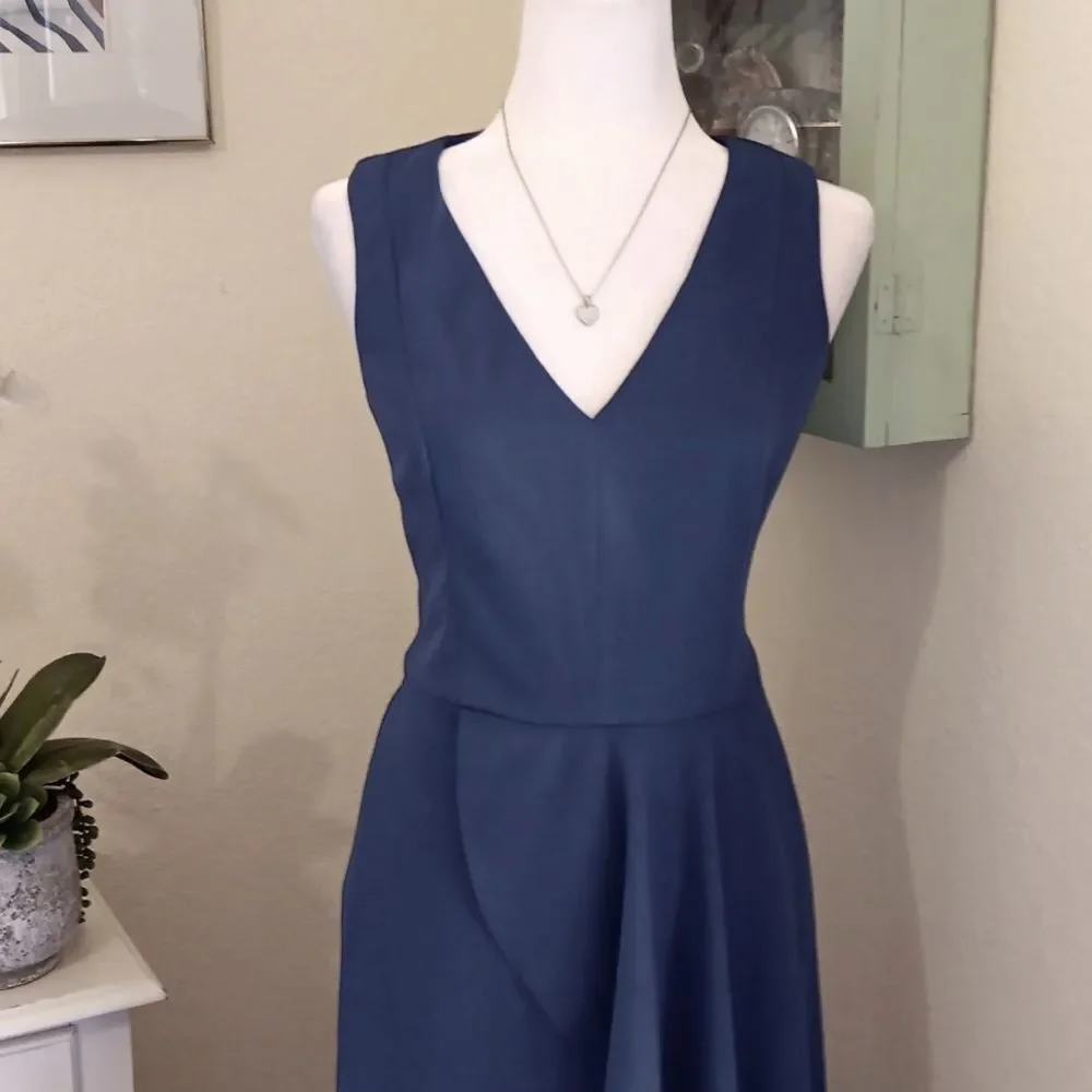 MARINA Dark Blue Ruffle Formal Wide Leg  Jumpsuit - Picture 3 of 13